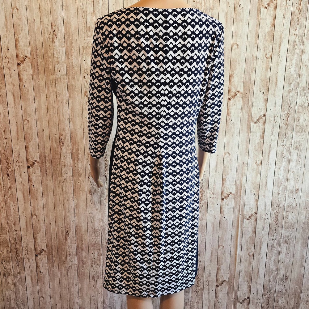 Ralph Lauren Navy and White Geometric Midi Dress - Picture 5 of 8